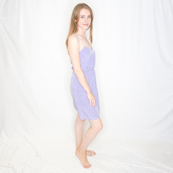 TIBI Purple Micro Birds Print Silk Mini Dress 2 - Picture 4 of 8